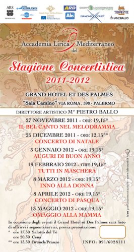 Stagione Concertistica 2011-2012 dell'Accademia Lirica del Mediterraneo al Grand Hotel et des Palmes