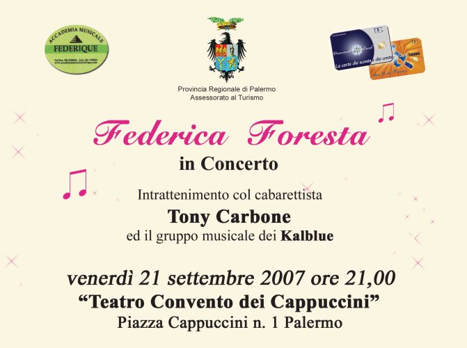 Invito gratuito concerto al Teatro "Convento dei Cappuccini"